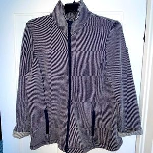 Talbots Activewear Navy Blue StripedZipper Jacket Sz XL